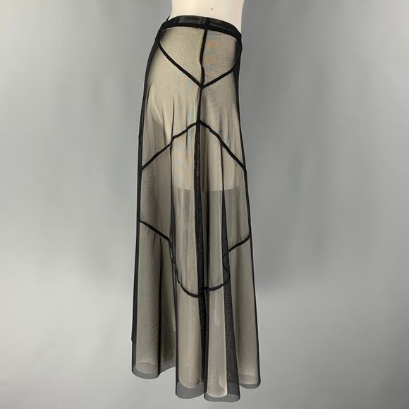 KATHRYN BOWEN Size 2 Black White Nylon Spandex See Through A-Line Skirt - Picture 2 of 6